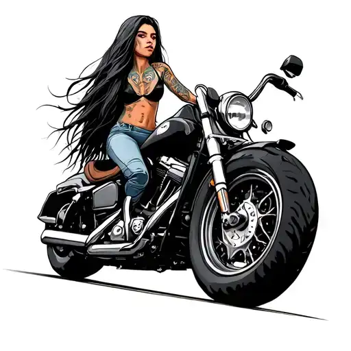 Female Biker Long Hair Open Road Winding