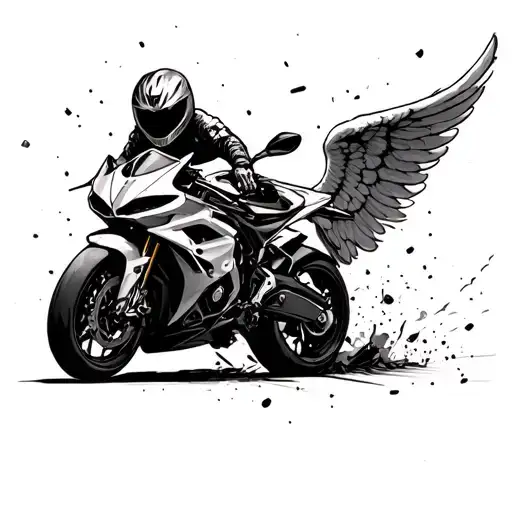 Sport Bike Crashing W Guardian Angel Wings