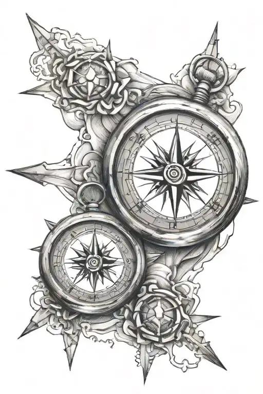 Father And Daughter A Compass And A Road Underneath Black