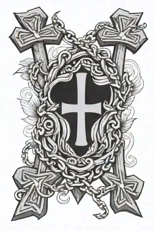 Hawaii Wood Statues With A Cross Above On A Chain With A Heart