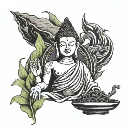 Thailand Buddism With Chili And Chef Hat Holding