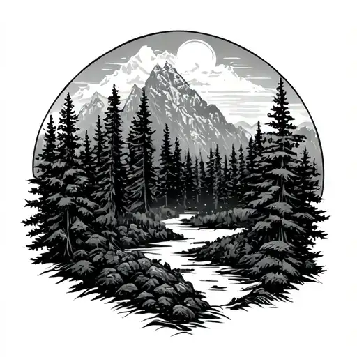 Mounting And Forest Scene