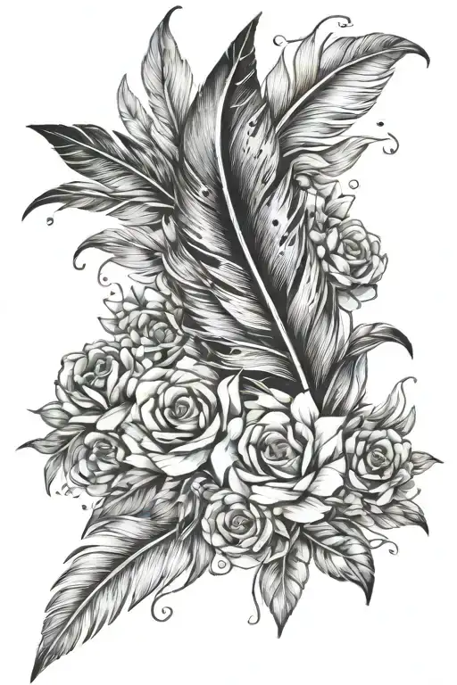 Feather And Flowers