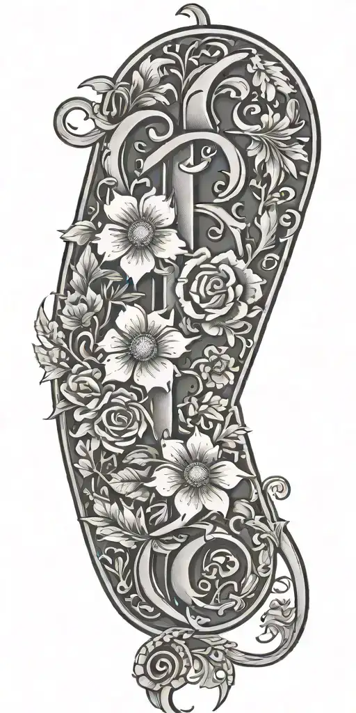 Tooled Leather Letters J And S And Flowers