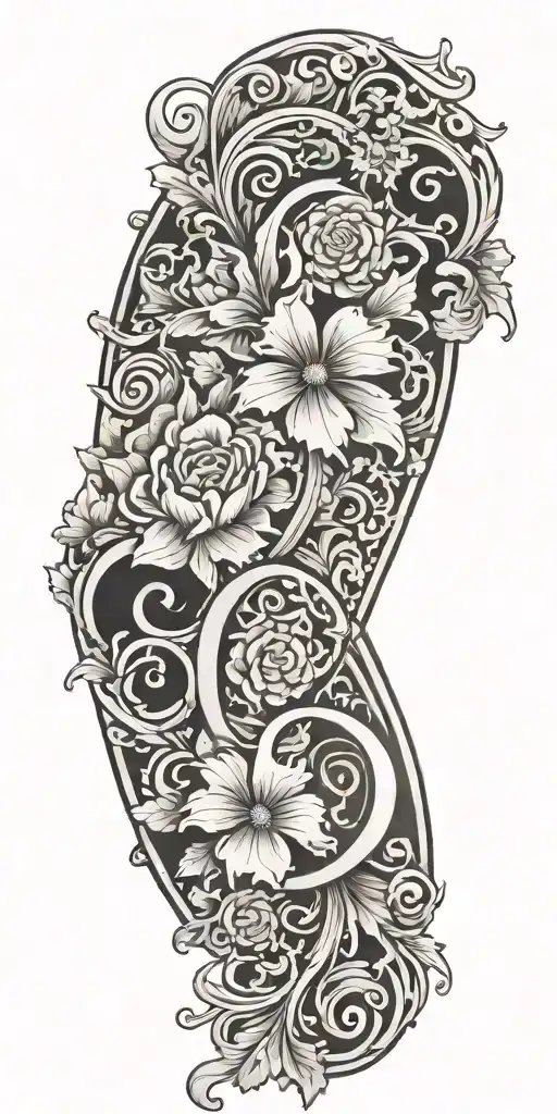 Tooled Leather Filagree And Flowers With The Letters J & S