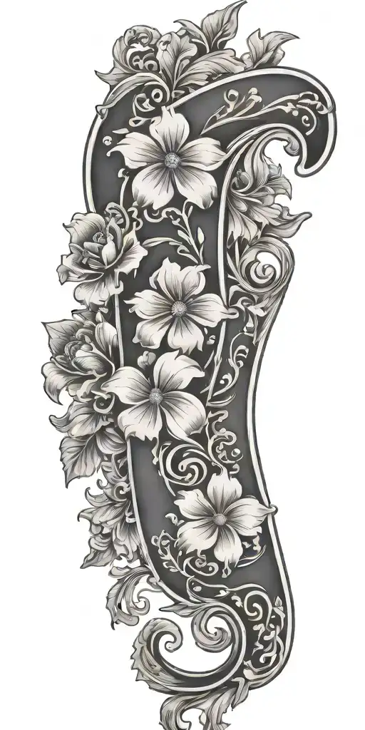 Tooled Leather Filagree With Flowers Letters J & S