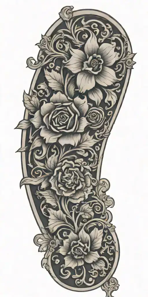 Tooled Leather Filagree With Flowers