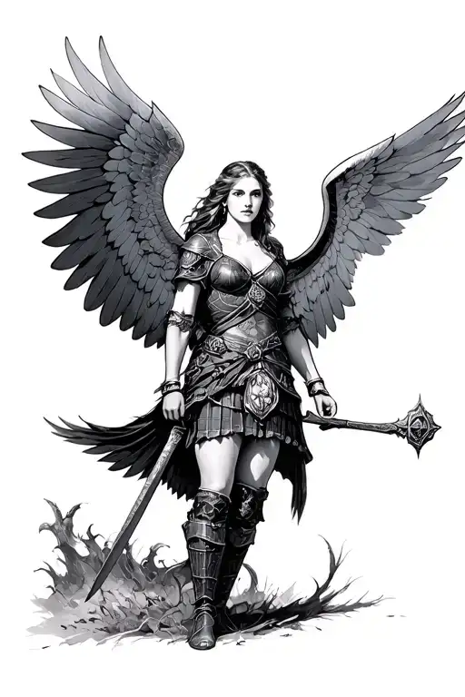 Scottish Valkyrie With Wings Spread Wide
