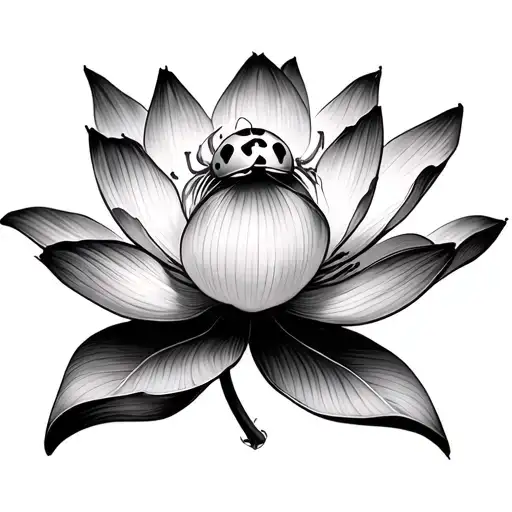 Water Lotus With Ladybug In The Center Of It
