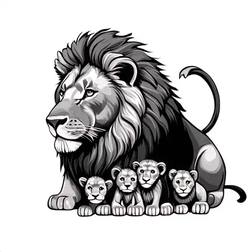 Lion And Family