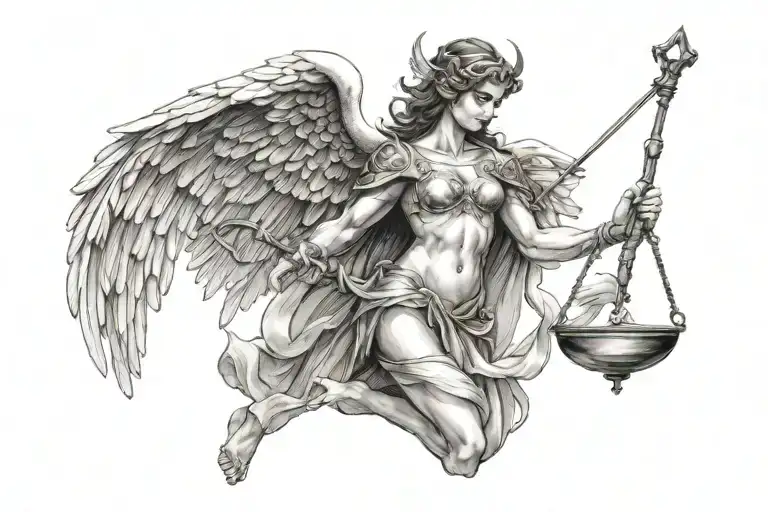 Angel Warrior Holding Libra Scale