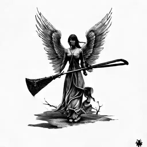 An Angel Holding A Scythe
