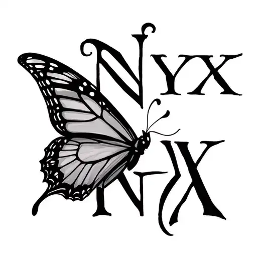 Butterfly And The Word 'Nyx'