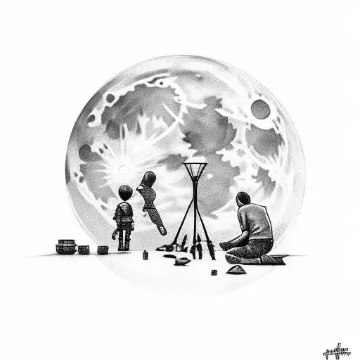 Father And Son With The Fullmoon