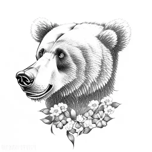 Bear With Flowers For Spine