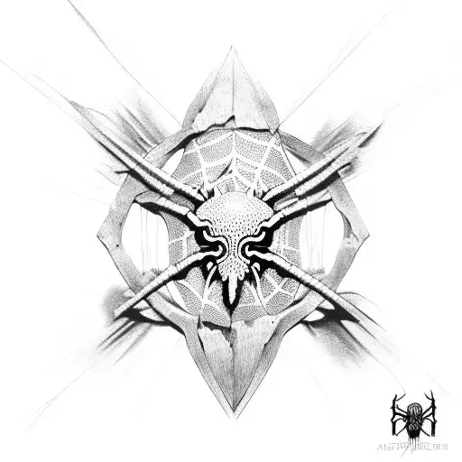 Neo Tribal Spider Web With Knife Elements