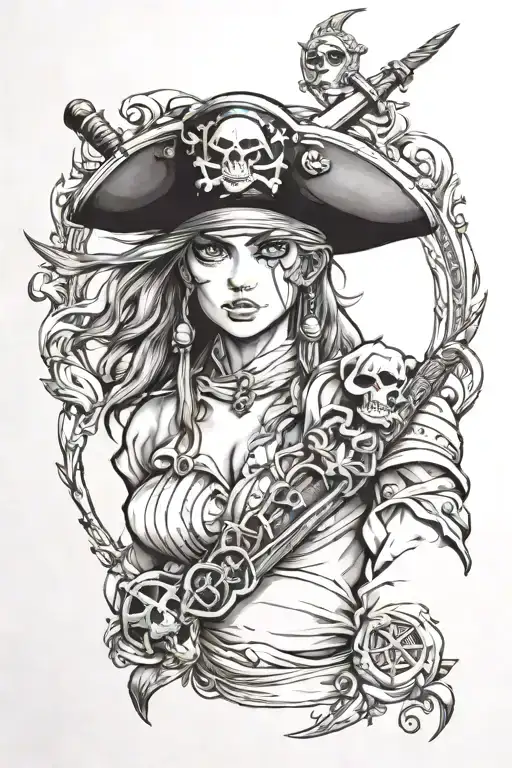 Realistic Anime Beautiful Pirate