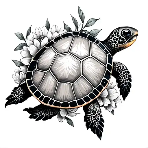 Turtle With Flowers