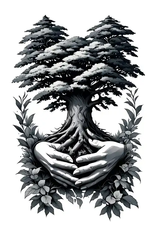 Hands Holding But The Wrist Is A Tree