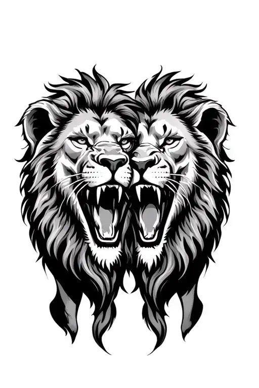 Two Headed Lion With Body Roaring
