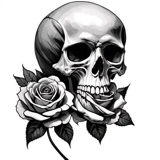 Skull And Roses Intertwined