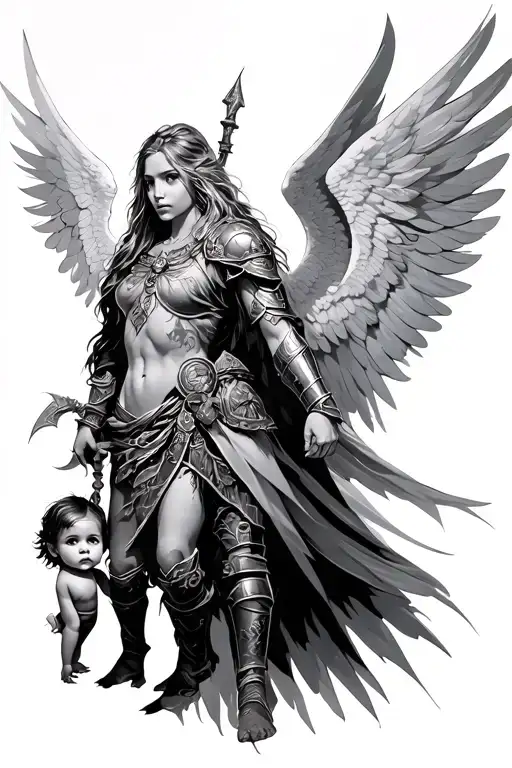 Warrior Angel With Kid