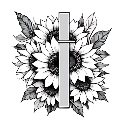 Cross With Sunflowers And Henna