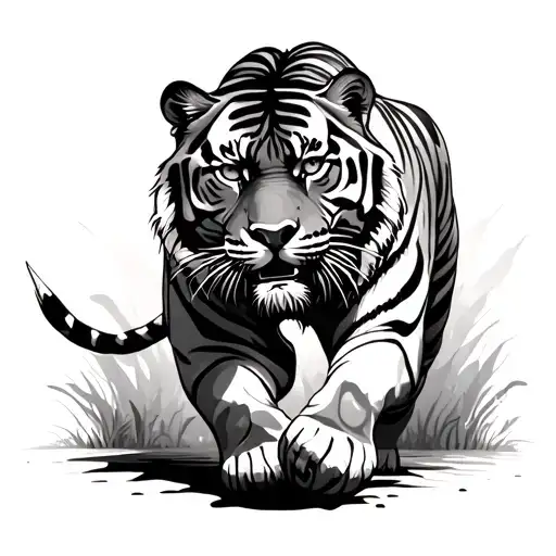 Muscular Tiger Walking