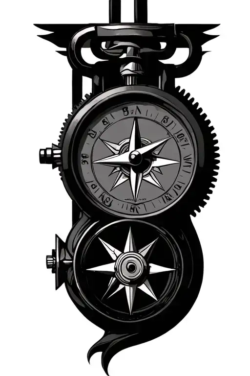 Compass And Watch Mechanism Intertwined