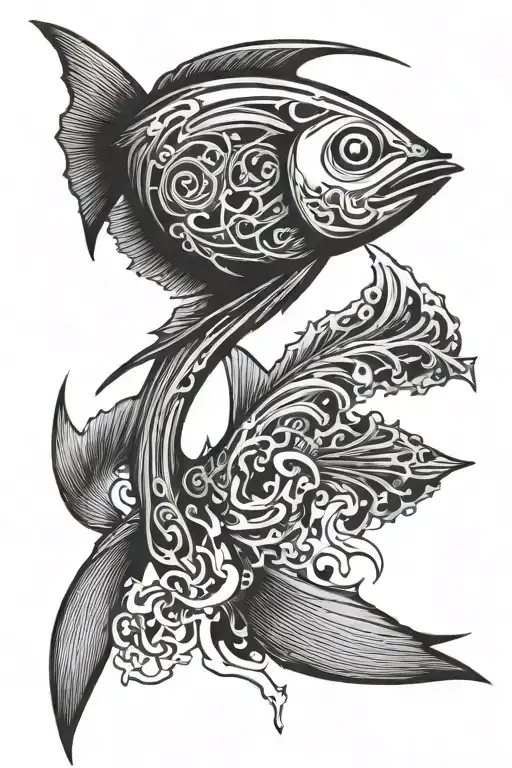 Minimalist Tuna Fish Tail Bone Outline