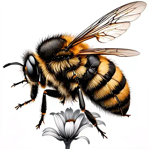 A Bee That Flies From A Flower Away