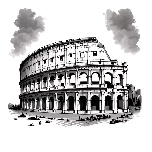 Roman And Behind Roman Coliseum