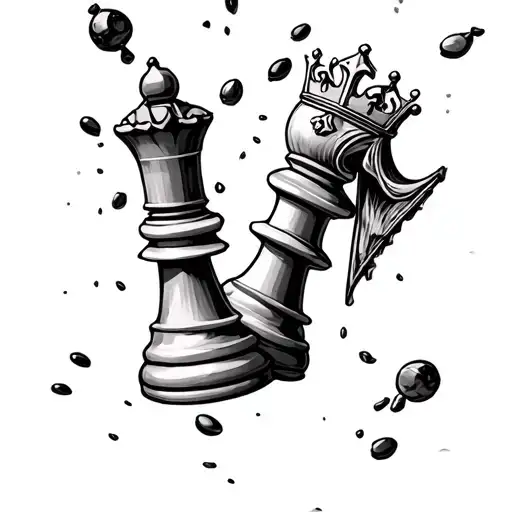 King And Queen Chess Pieces Falling