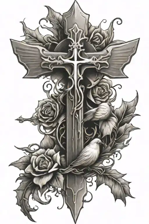 Cross With Dove And Thorns Wrapped