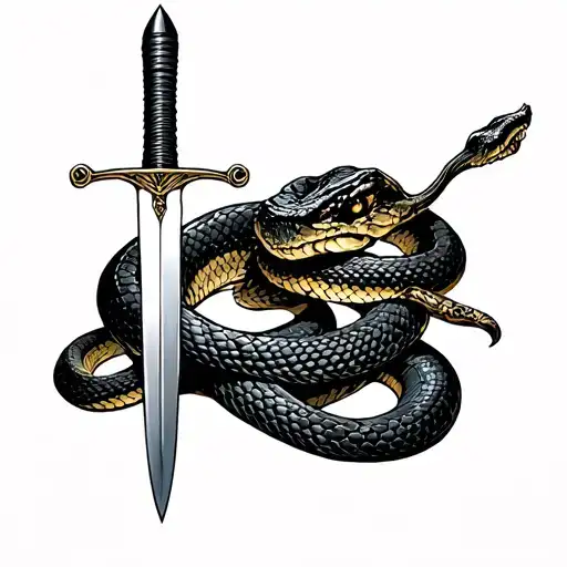 Snake Realistic With Knife And Swords