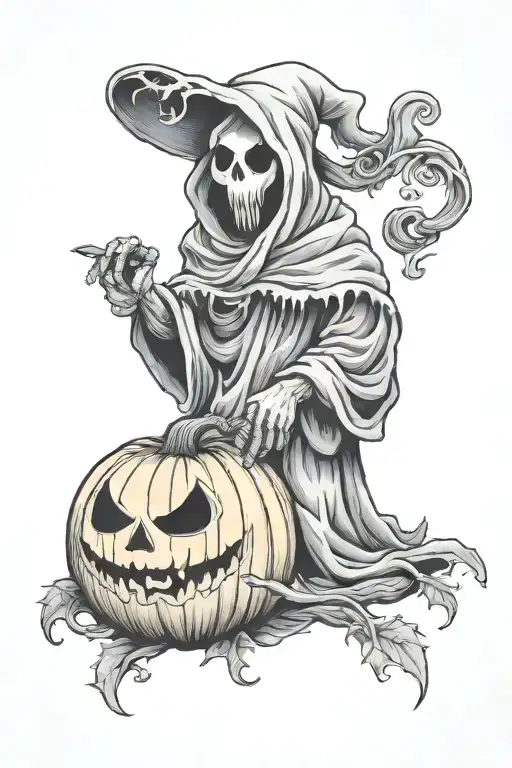 Ghost Holding Pumpkin