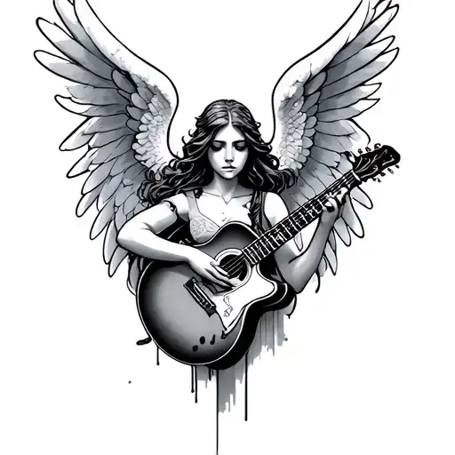 Angel Holding A Guitar