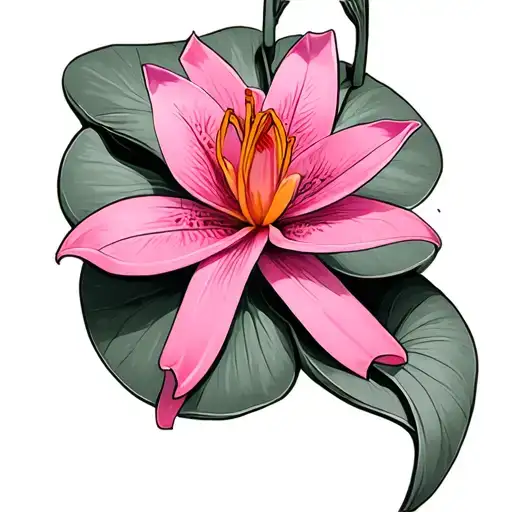 Tiger Lily Pad In Pink Ribbon Breast Cancer Mom Memorial