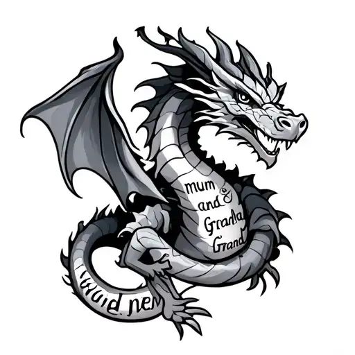 Dragon Wrapped With The Words Mum And Grandma