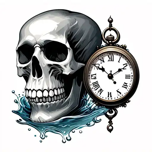 Skull With Clock And Water