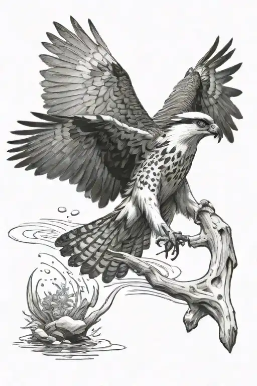 Osprey Flying Catching A Small Trout From The Water In The Forest