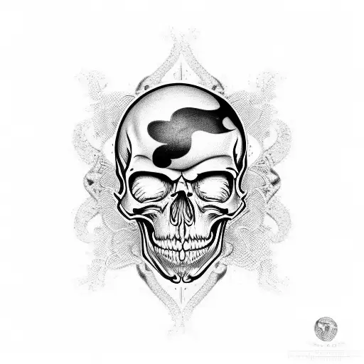 Flaming Skull With Mexican Decorations