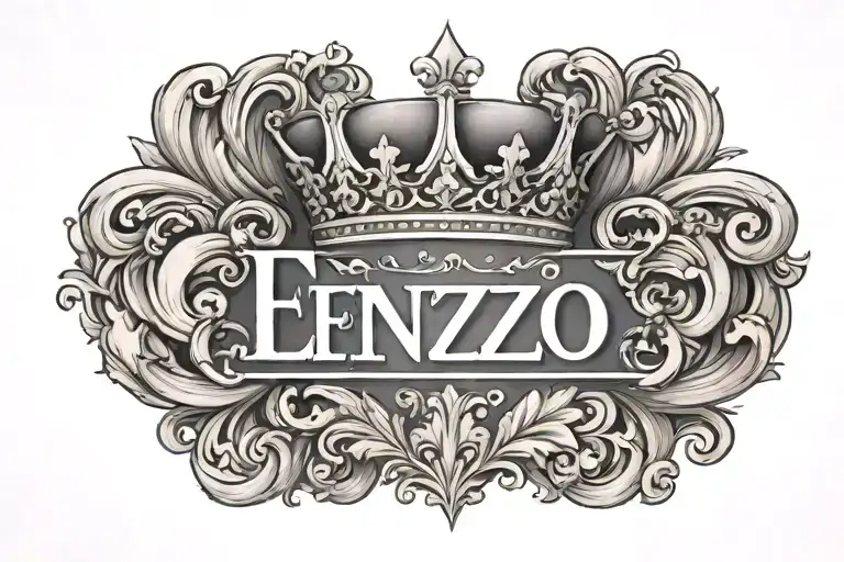 The Name Enzo With A Crown Atop The Letter N Top