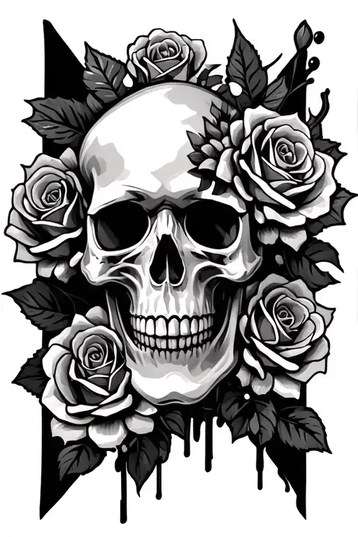 Trash Polka Skull Roses Intertwined