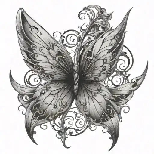 Fairy Wings Black And White On Back