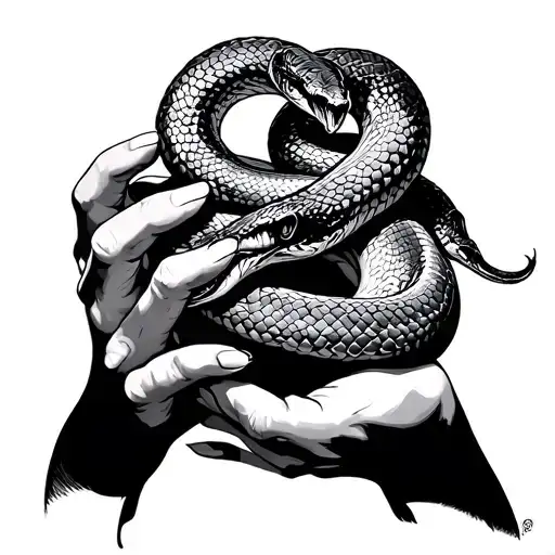 Creation Of Adam Tips Of Hands With Snake Wrapped Tightly