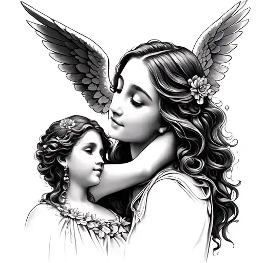 Angel Of My Mom Tattoo Design