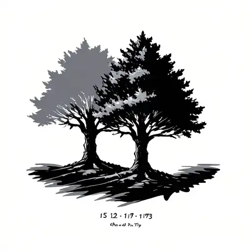 Two Dates 15-12-1969 And 13-11-1973 With A Tree