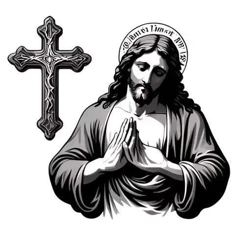 3 Cross And Jesus Praying