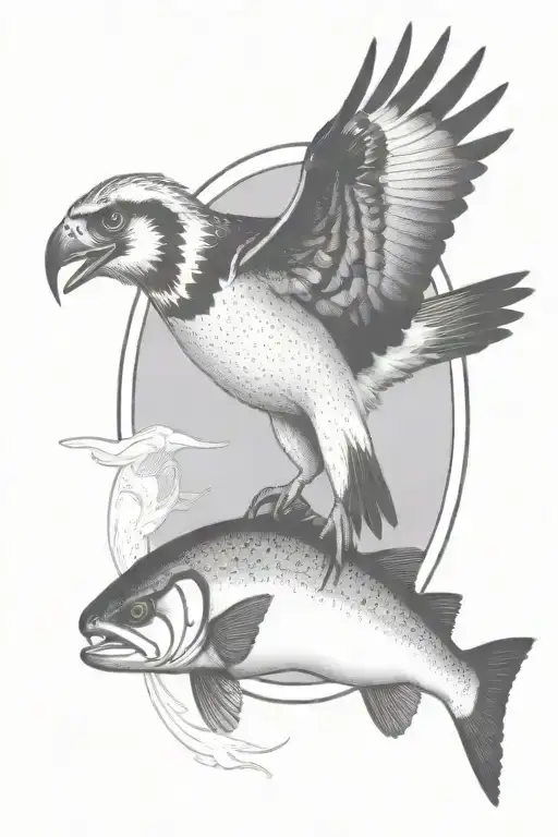 Large Osprey Catching A Small Rainbow Trout